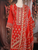 Orange Red Floral Printed Cotton Salwar Suit with Dupatta