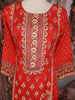 Orange Red Floral Printed Cotton Salwar Suit with Dupatta