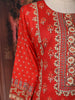 Orange Red Floral Printed Cotton Salwar Suit with Dupatta