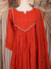 Orange Sequin Embroidered Design Cotton Anarkali Salwar Suit