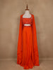 Orange Sequins And Beads Embellished Satin Skirt Top