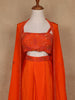 Orange Sequins And Beads Embellished Satin Skirt Top