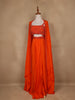 Orange Sequins And Beads Embellished Satin Skirt Top