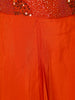 Orange Sequins And Beads Embellished Satin Skirt Top