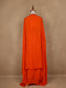 Orange Sequins And Beads Embellished Satin Skirt Top