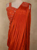 Orange Sequins Embellished Design Georgette Ready To Wear Saree with Designer Blouse