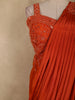 Orange Sequins Embellished Design Georgette Ready To Wear Saree with Designer Blouse