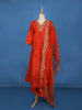 Orange Sequins Embroidered Cotton Palazzo Salwar Suit