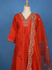 Orange Sequins Embroidered Cotton Palazzo Salwar Suit