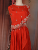 Orange  Sequins & Beads Embroidered Design Georgette Indo-Western Skirt Top
