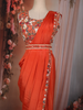 Orange Sequins and Beads Embroidered Design Georgette Indo-Western Skirt Top