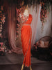 Orange Sequins and Beads Embroidered Design Georgette Indo-Western Skirt Top