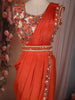 Orange Sequins and Beads Embroidered Design Georgette Indo-Western Skirt Top