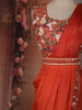 Orange Sequins and Beads Embroidered Design Georgette Indo-Western Skirt Top