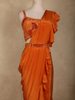 Orange Sequins and Beads Embroidered Satin Ruffle Ready to Wear Saree