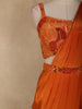 Orange Sequins and Beads Embroidered Satin Ruffle Ready to Wear Saree