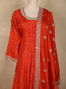 Orange Small Butta Woven Banarasi Silk Gown with Dupatta