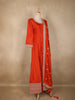 Orange Small Butta Woven Banarasi Silk Gown with Dupatta
