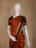 Orange Small Checked Woven Pure Kanchipuram Silk Saree With Maroon Zari Border