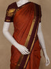 Orange Small Checked Woven Pure Kanchipuram Silk Saree With Maroon Zari Border