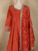 Orange Small Floral Butta Woven Tissue Banarasi Gown with Dupatta