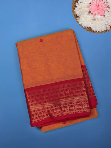 Orange Solid Cotton Saree Print Border - Diadem