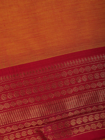 Orange Solid Cotton Saree Print Border - Diadem