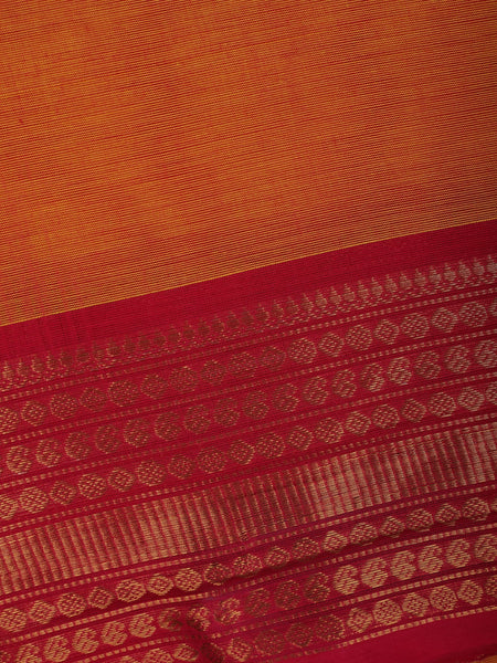 Orange Solid Cotton Saree Print Border - Diadem