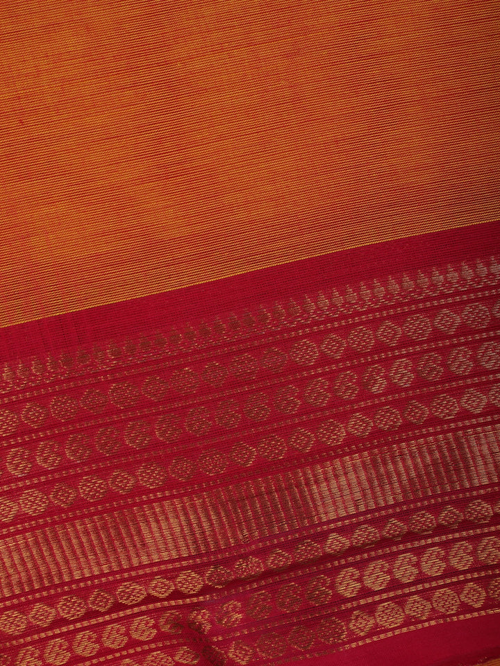Orange Solid Cotton Saree Print Border - Diadem
