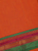 Orange Solid Design Semi Silk Cotton Saree with Contrast Border
