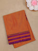 Orange Solid Design Semi Silk Cotton Saree with Contrast Purple Border