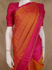 Orange Stripes Woven Kanchipuram Silk Saree With Contrast Border