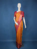 Orange Stripes Woven Pure Kanchipuram Silk Saree With Contrast Pink Zari Border