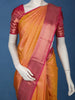 Orange Stripes Woven Pure Kanchipuram Silk Saree With Contrast Pink Zari Border
