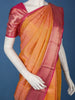 Orange Stripes Woven Pure Kanchipuram Silk Saree With Contrast Pink Zari Border