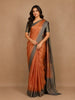 Orange Abstract Designed Semi Tussar Silk Saree