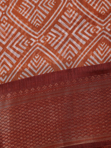 Orange Diamond Designed Fancy Cotton Saree - Diadem