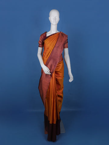 Orange Dot Zari Woven Pure Kanchipuram Silk Saree - Diadem