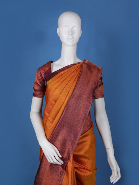 Orange Dot Zari Woven Pure Kanchipuram Silk Saree - Diadem
