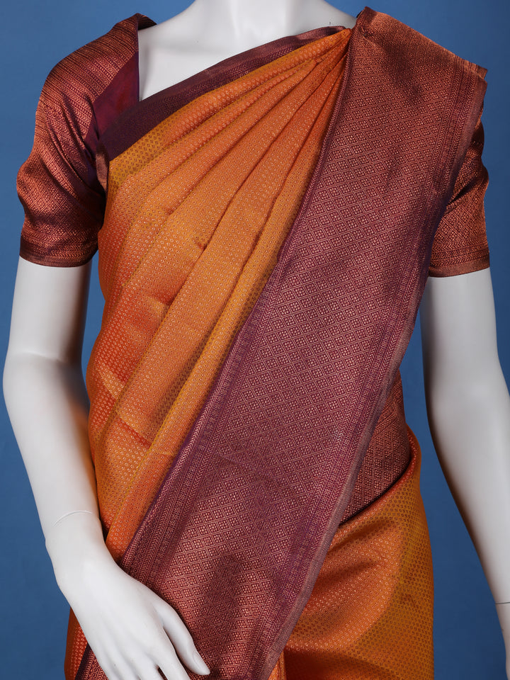 Orange Dot Zari Woven Pure Kanchipuram Silk Saree - Diadem