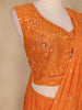 Orange Embroidery Georgette Ready To Wear Saree with Designer Blouse - Diadem