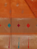 Orange Floral And Peacock Motif Soft Silk Saree - Diadem