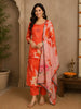 Orange Floral Design Printed Cotton Salwar Suit