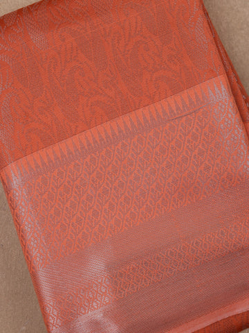 Orange Floral Designed Fancy Art Silk Saree - Diadem