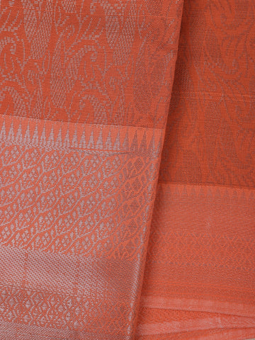 Orange Floral Designed Fancy Art Silk Saree - Diadem