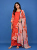 Orange Floral Design Printed Cotton Salwar Suit