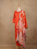 Orange Floral Design Printed Cotton Salwar Suit