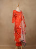 Orange Floral Design Printed Cotton Salwar Suit