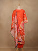 Orange Floral Design Printed Cotton Salwar Suit