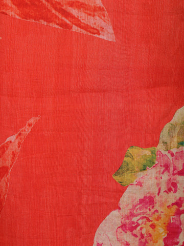 Orange Floral Design Printed Cotton Salwar Suit - Diadem